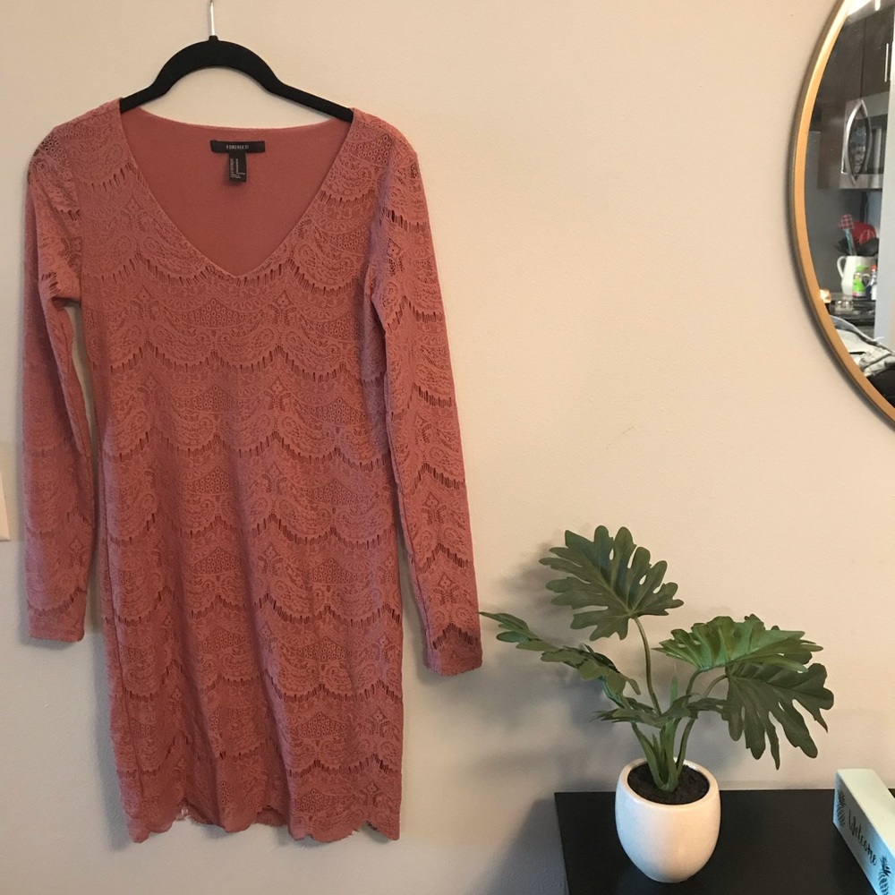 Rose Pink Lace bodycon dress